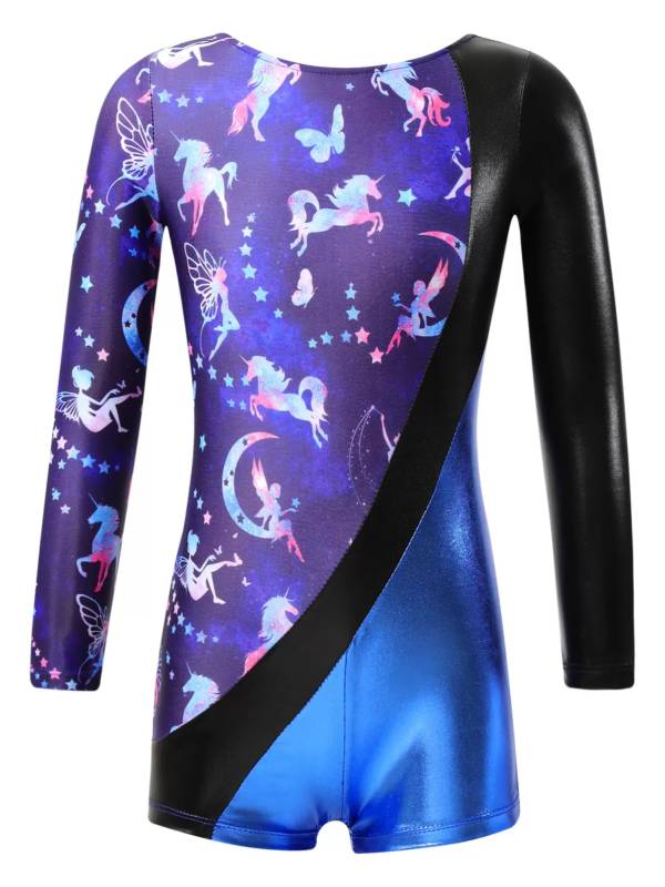 Kids Girls Long Sleeve Stars and Unicorns Print Jumpsuit thumb