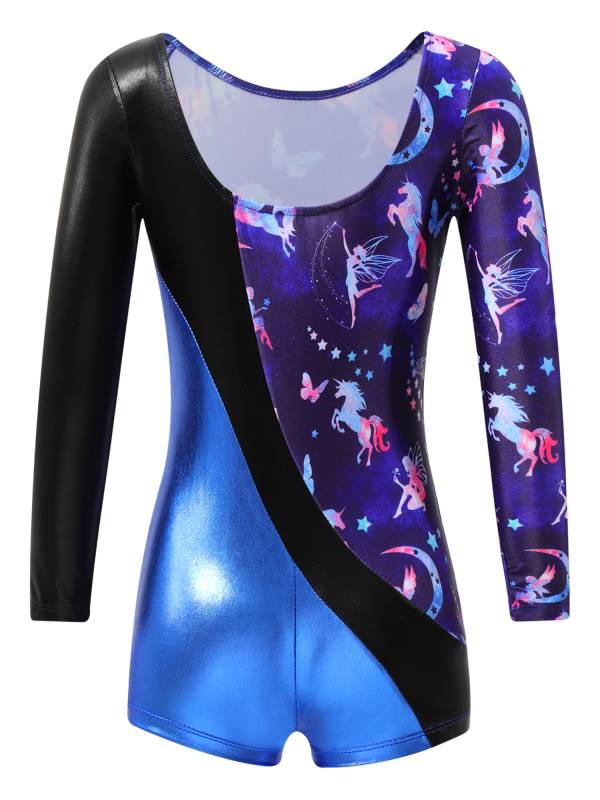 Kids Girls Long Sleeve Stars and Unicorns Print Jumpsuit thumb