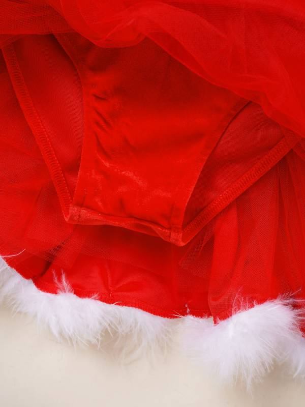 Kids Girls Christmas Sleeveless Velvet A-line Dress with Santa Hat and Gloves thumb