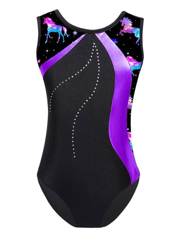 Kids Girls 2pcs Sleeveless Gymnastics Leotard with Shorts Set thumb
