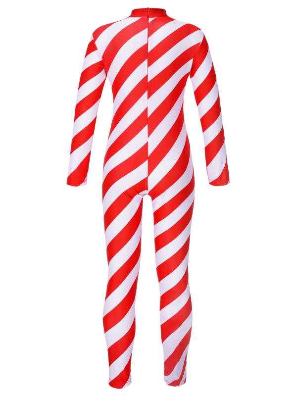 Kids Christmas Turtleneck Long Sleeve Stripe Jumpsuit thumb