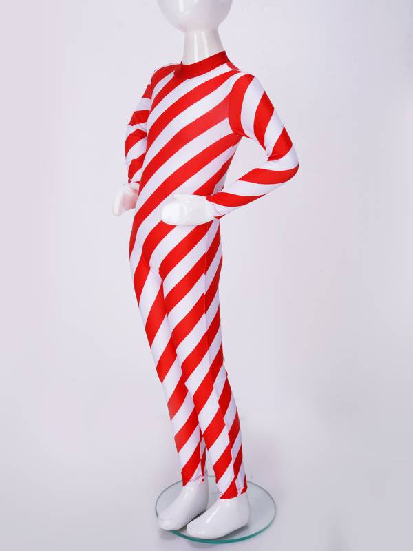 Kids Christmas Turtleneck Long Sleeve Stripe Jumpsuit thumb