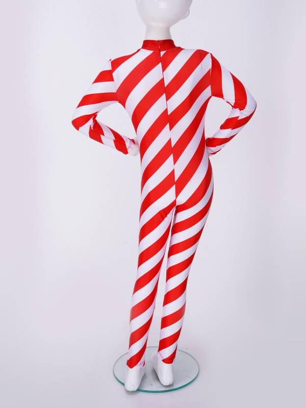 Kids Christmas Turtleneck Long Sleeve Stripe Jumpsuit thumb