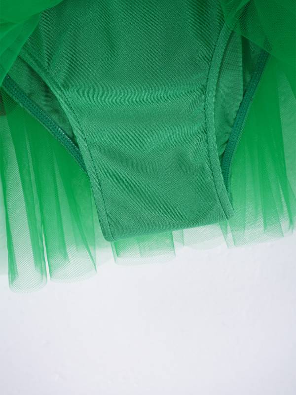 Kids Girls Christmas Sleeveless Jagged Pompoms Tulle Tutu Dress for Dance thumb