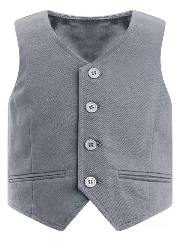 Kids Boys Solid Front Button Waistcoat Formal Vest thumb