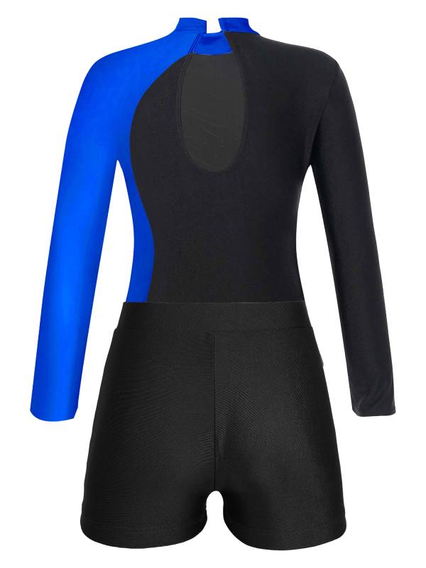 Kids Girls 2Pcs Long Sleeve Skating Leotard and Shorts Set thumb