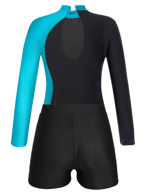 Kids Girls 2Pcs Long Sleeve Skating Leotard and Shorts Set thumb