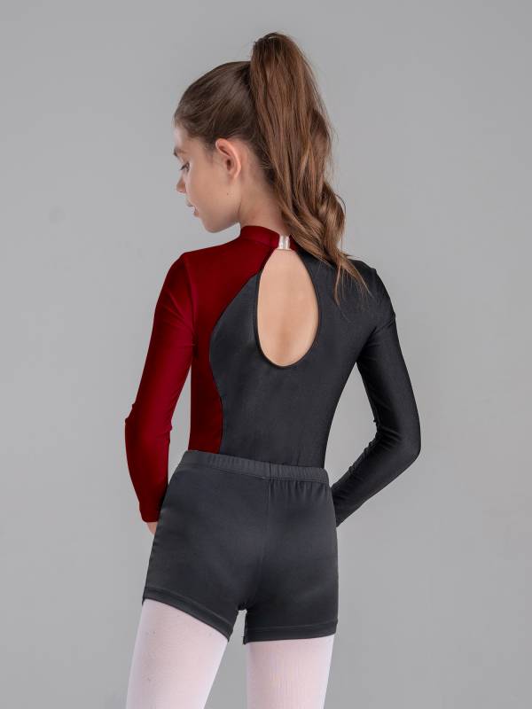 Kids Girls 2Pcs Long Sleeve Skating Leotard and Shorts Set thumb