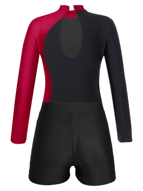 Kids Girls 2Pcs Long Sleeve Skating Leotard and Shorts Set thumb