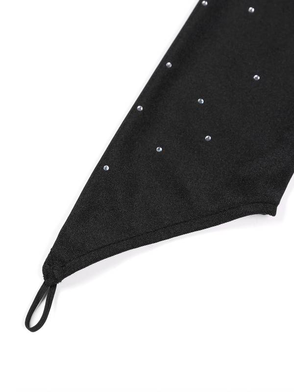 Women Glitter Rhinestone Long Sleeve Skating Dress thumb