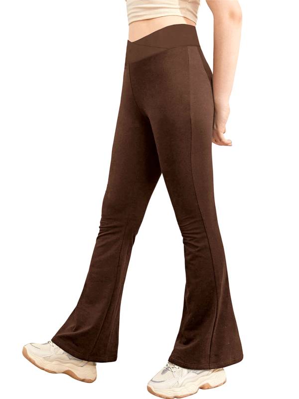 Kids Girls V-Shaped Waistband Flared Yoga Pants thumb