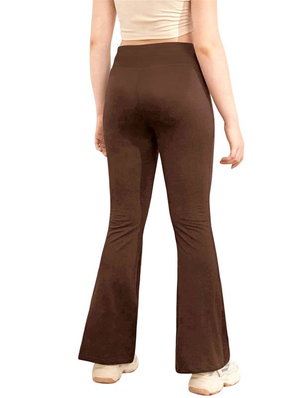 Kids Girls V-Shaped Waistband Flared Yoga Pants thumb
