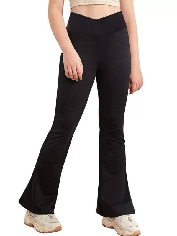 Kids Girls V-Shaped Waistband Flared Yoga Pants thumb