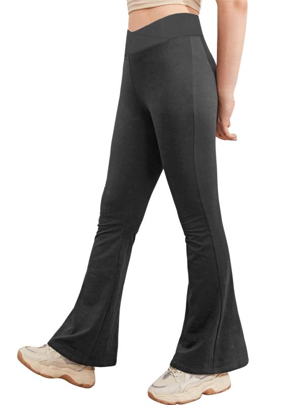 Kids Girls V-Shaped Waistband Flared Yoga Pants thumb