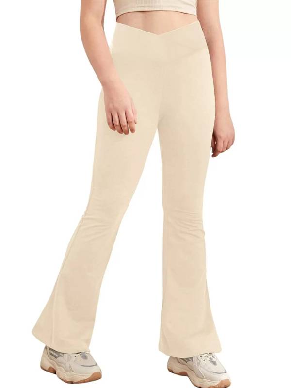 Kids Girls V-Shaped Waistband Flared Yoga Pants thumb