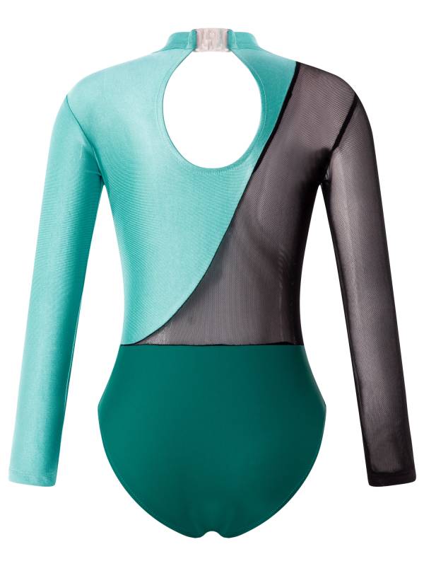 Kids Girls Long Sleeve Hollow Back Figure Skating Leotard thumb