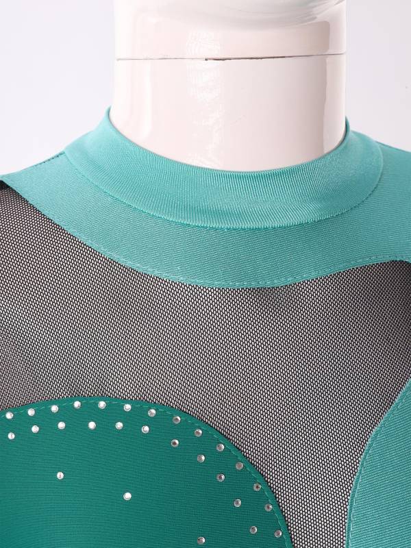 Kids Girls Long Sleeve Hollow Back Figure Skating Leotard thumb