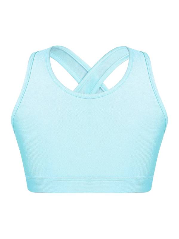 Kids Girls Sleeveless Keyhole Back Sport Crop Top thumb