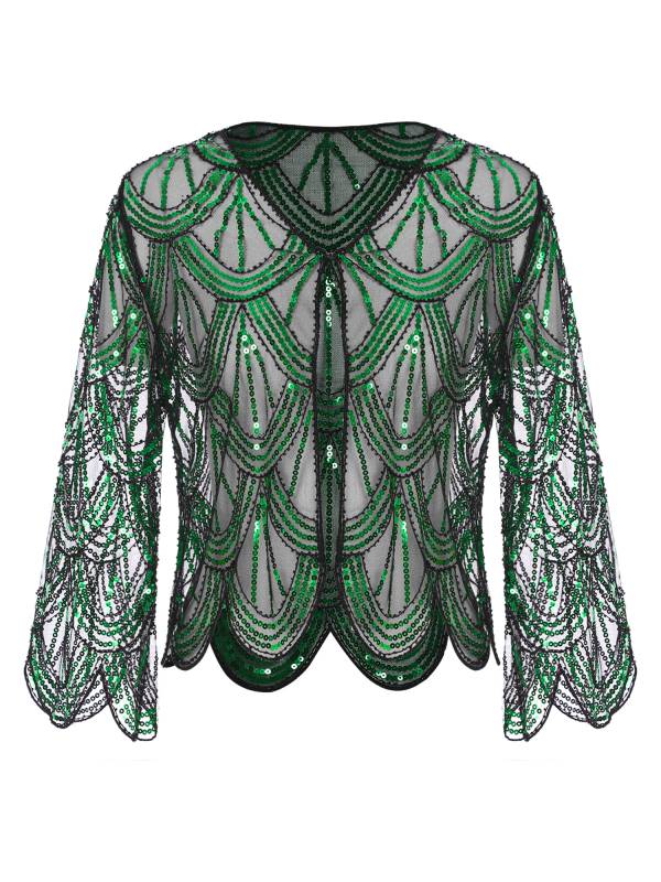 Women Sequin Hollow Lace Bolero thumb