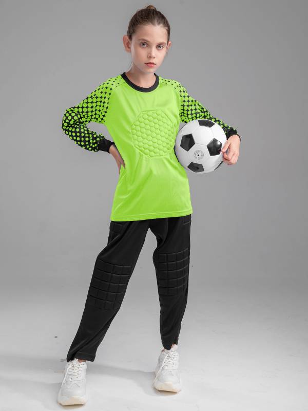 Kids Boys 2Pcs Long Sleeve Color Block Goalkeeper Football Sets thumb