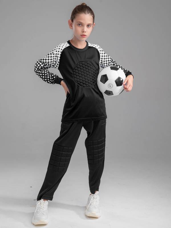 Kids Boys 2Pcs Long Sleeve Color Block Goalkeeper Football Sets thumb
