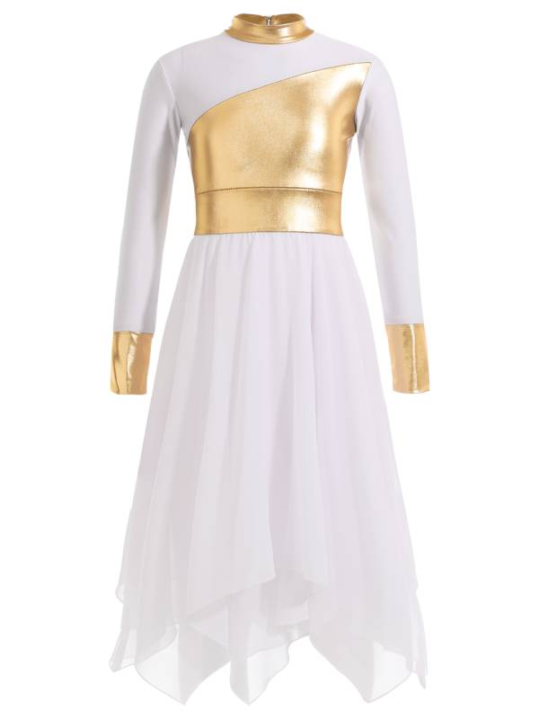 Kid Girl Long Sleeve Praise Worship Dance Dress (Pettico Not Included) thumb