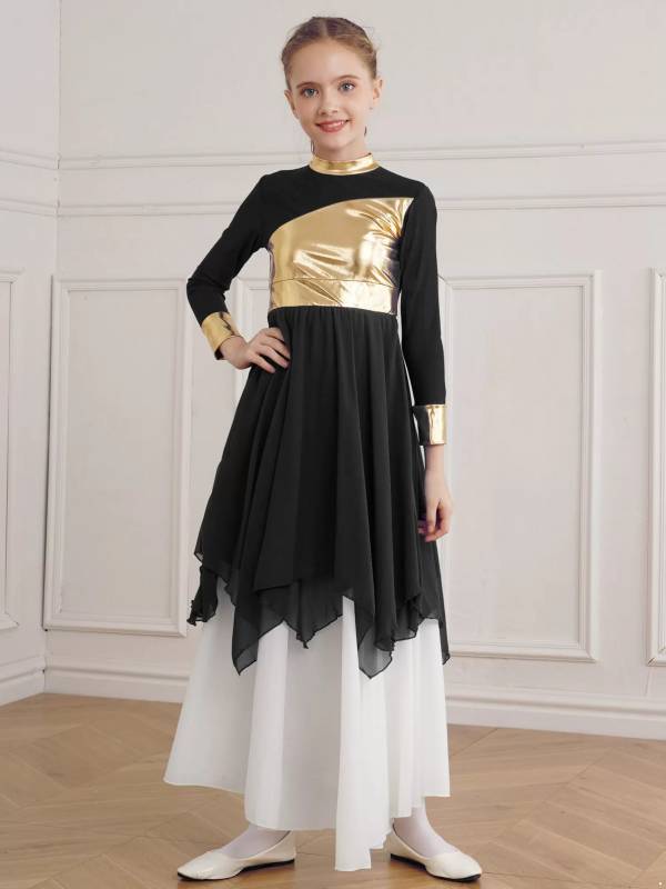 Kid Girl Long Sleeve Praise Worship Dance Dress (Pettico Not Included) thumb
