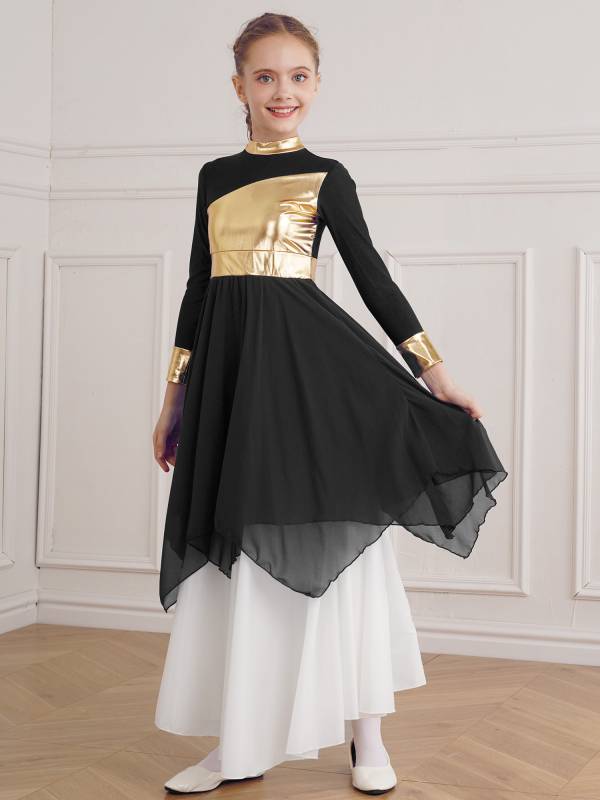 Kid Girl Long Sleeve Praise Worship Dance Dress (Pettico Not Included) thumb