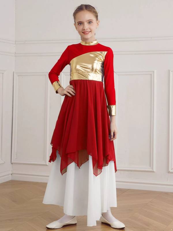 Kid Girl Long Sleeve Praise Worship Dance Dress (Pettico Not Included) thumb