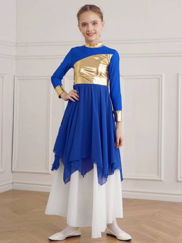 Kid Girl Long Sleeve Praise Worship Dance Dress (Pettico Not Included) thumb