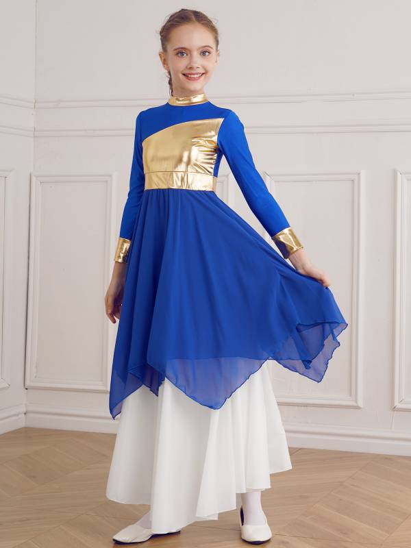 Kid Girl Long Sleeve Praise Worship Dance Dress (Pettico Not Included) thumb