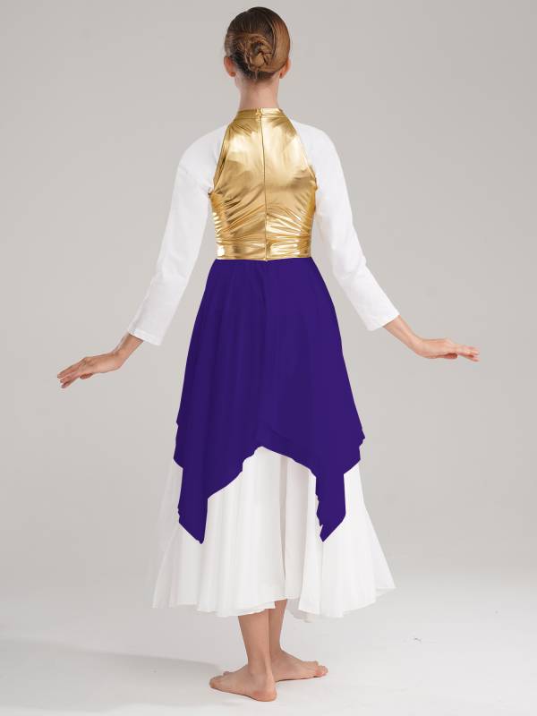 Women Color Block Sleeveless Lyrical Dance Dress(no white underdress) thumb