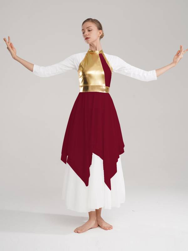 Women Color Block Sleeveless Lyrical Dance Dress(no white underdress) thumb