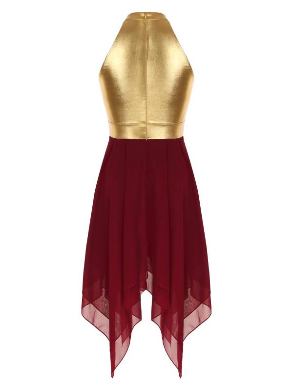 Women Color Block Sleeveless Lyrical Dance Dress(no white underdress) thumb