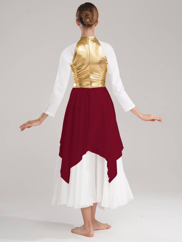 Women Color Block Sleeveless Lyrical Dance Dress(no white underdress) thumb