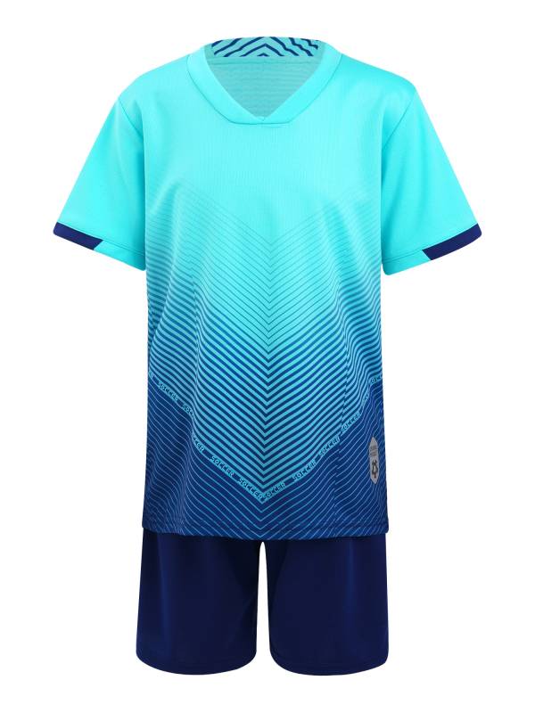 Kids Boys Two Pieces Football Outfits Gradient T-Shirt and Shorts thumb