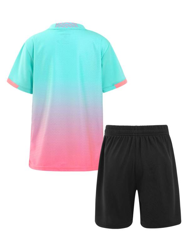 Kids Boys Two Pieces Football Outfits Gradient T-Shirt and Shorts thumb