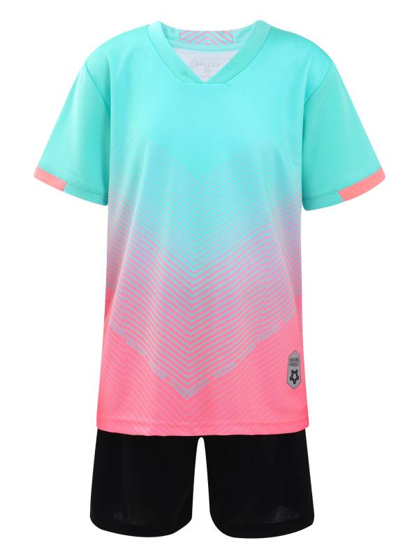 Kids Boys Two Pieces Football Outfits Gradient T-Shirt and Shorts thumb