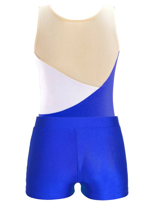 Kids Girls Sleeveless Glittery Sequins Skating Leotard and Shorts Set thumb