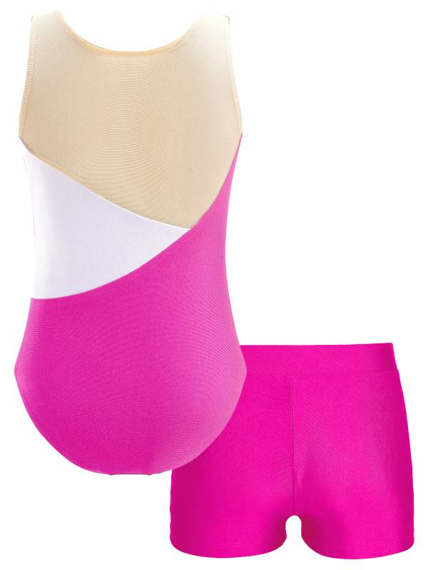 Kids Girls Sleeveless Glittery Sequins Skating Leotard and Shorts Set thumb