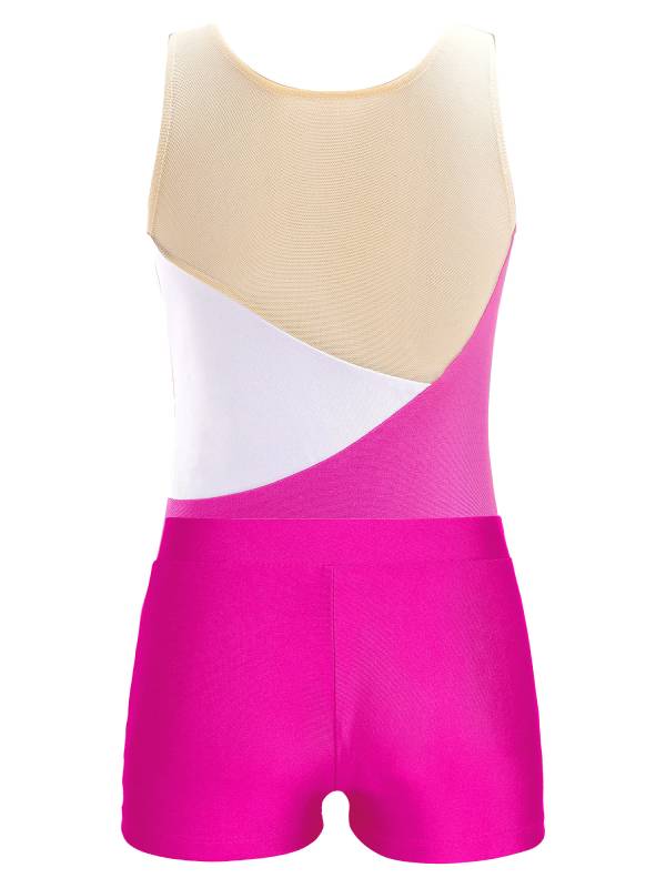 Kids Girls Sleeveless Glittery Sequins Skating Leotard and Shorts Set thumb