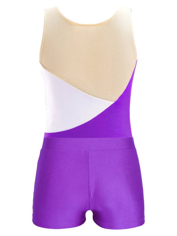 Kids Girls Sleeveless Glittery Sequins Skating Leotard and Shorts Set thumb