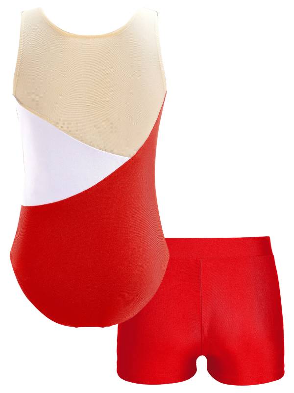Kids Girls Sleeveless Glittery Sequins Skating Leotard and Shorts Set thumb