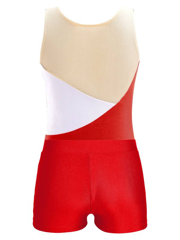 Kids Girls Sleeveless Glittery Sequins Skating Leotard and Shorts Set thumb