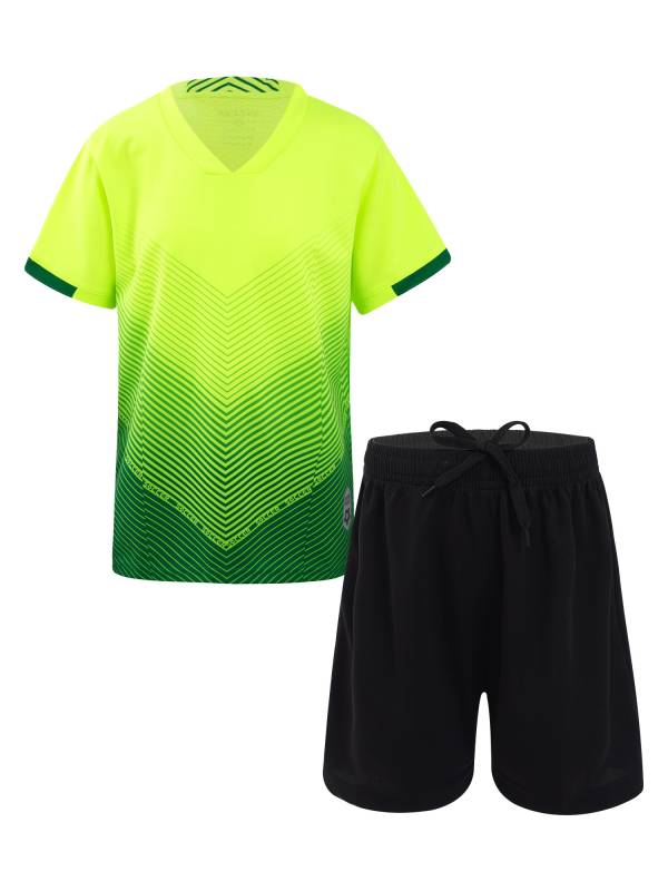 Kids Boys Two Pieces Football Outfits Gradient T-Shirt and Shorts thumb