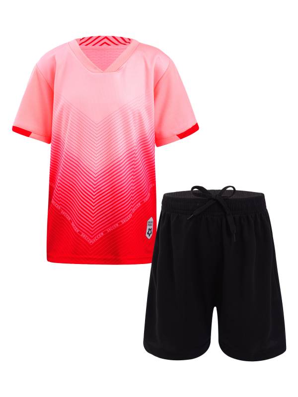 Kids Boys Two Pieces Football Outfits Gradient T-Shirt and Shorts thumb