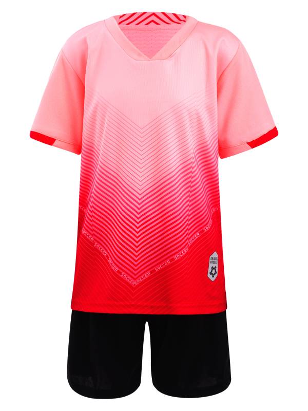 Kids Boys Two Pieces Football Outfits Gradient T-Shirt and Shorts thumb