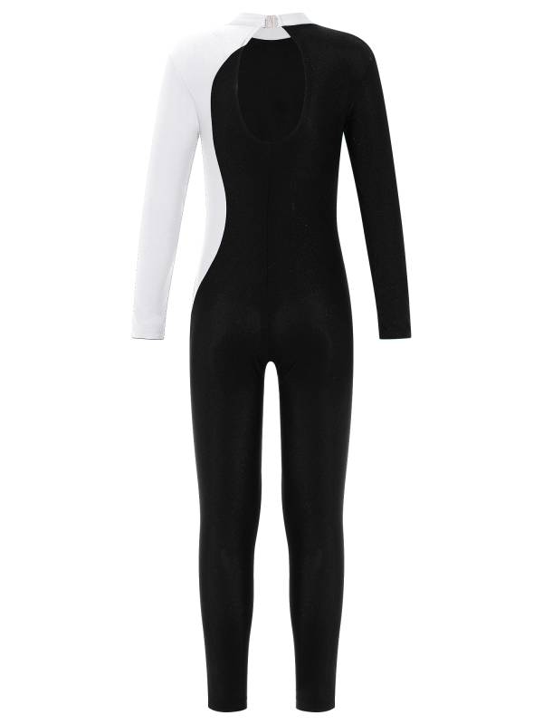 Kids Girls Long Sleeve Rhinestone Gymnastic Unitard Dance Jumpsuit thumb