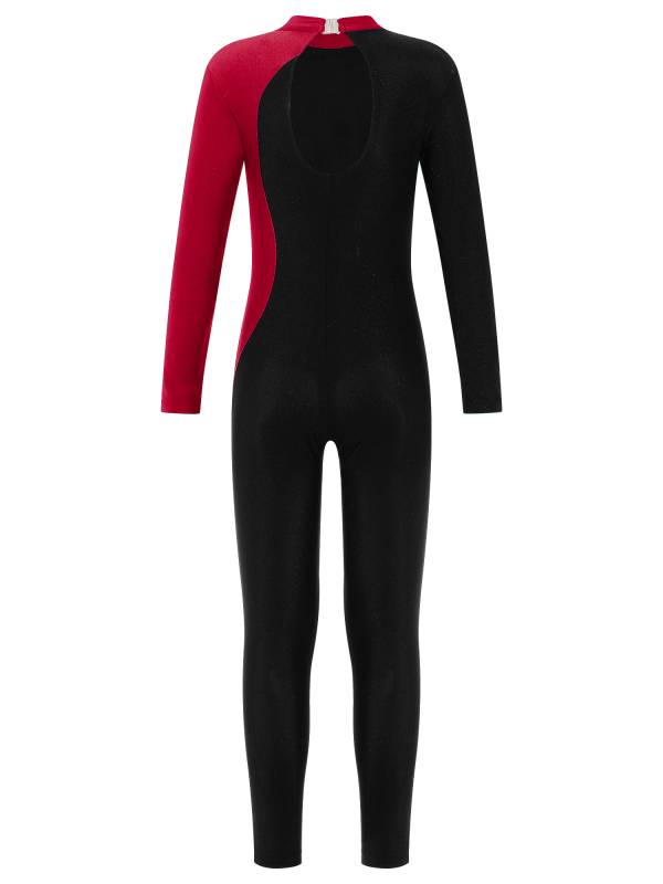 Kids Girls Long Sleeve Rhinestone Gymnastic Unitard Dance Jumpsuit thumb