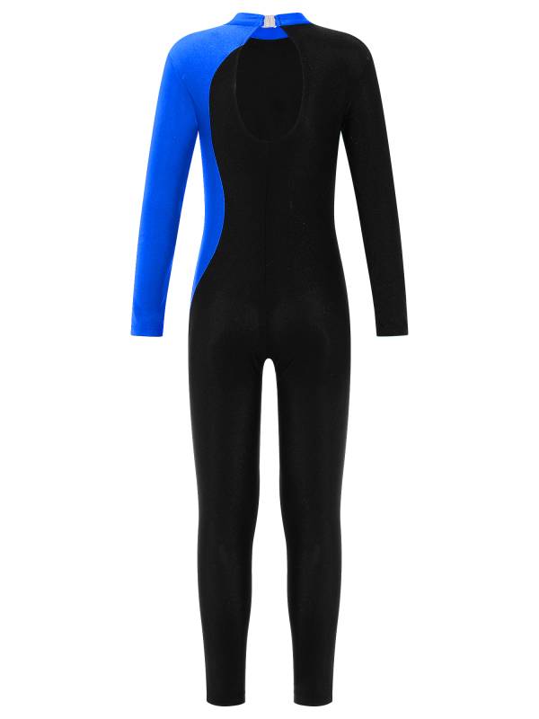 Kids Girls Long Sleeve Rhinestone Gymnastic Unitard Dance Jumpsuit thumb